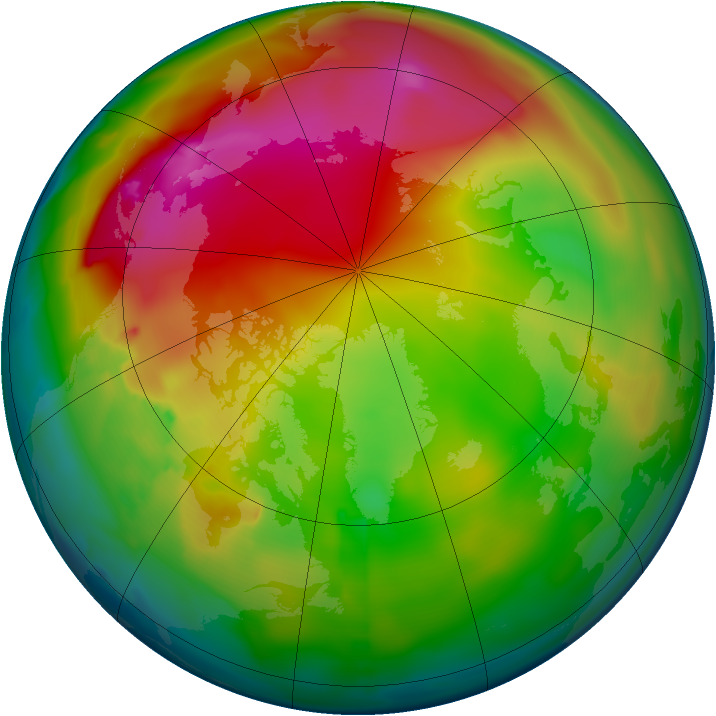 Arctic ozone map for 25 January 2012